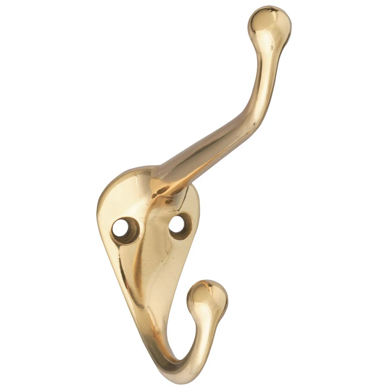 Hat & Coat Hook, Polished Solid Brass