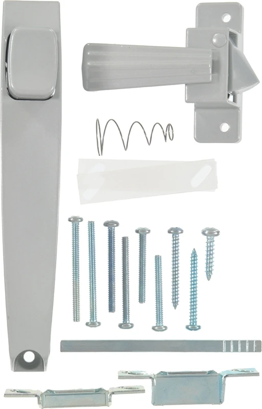 Push Button Door Latch for Outward Swinging Doors, Aluminum Construction