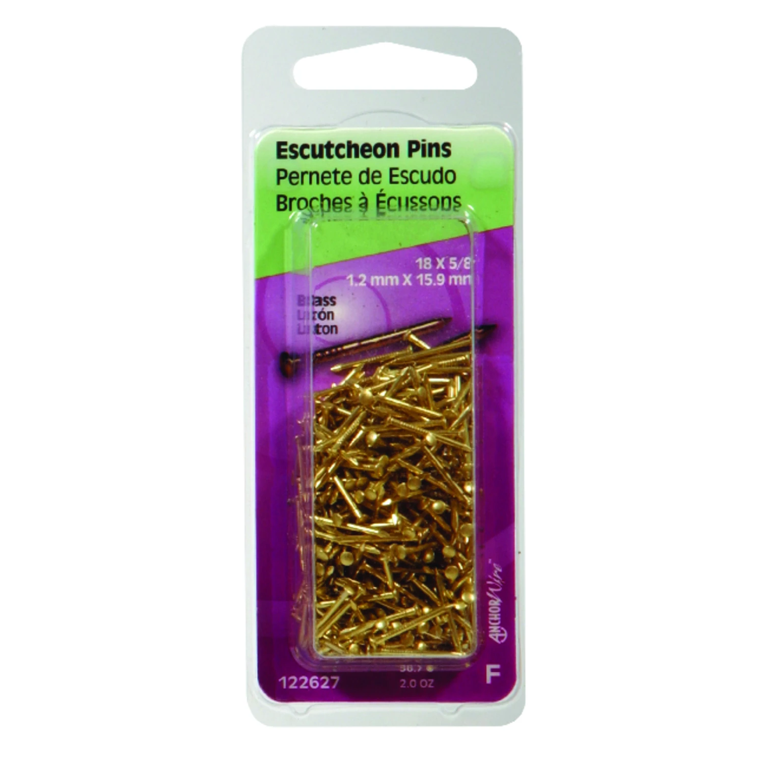 5/8-In. x 18 Solid Brass Escutcheon Pins, 2 oz.