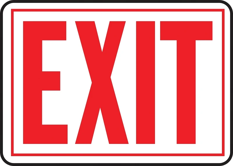 Exit Sign Red and White Aluminum 10 by 14 Inches
