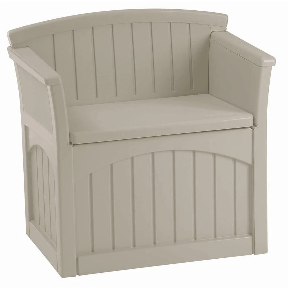 31 Gal. Patio Storage Seat, Model Pb2600, Outdoor Bench, Beige/green