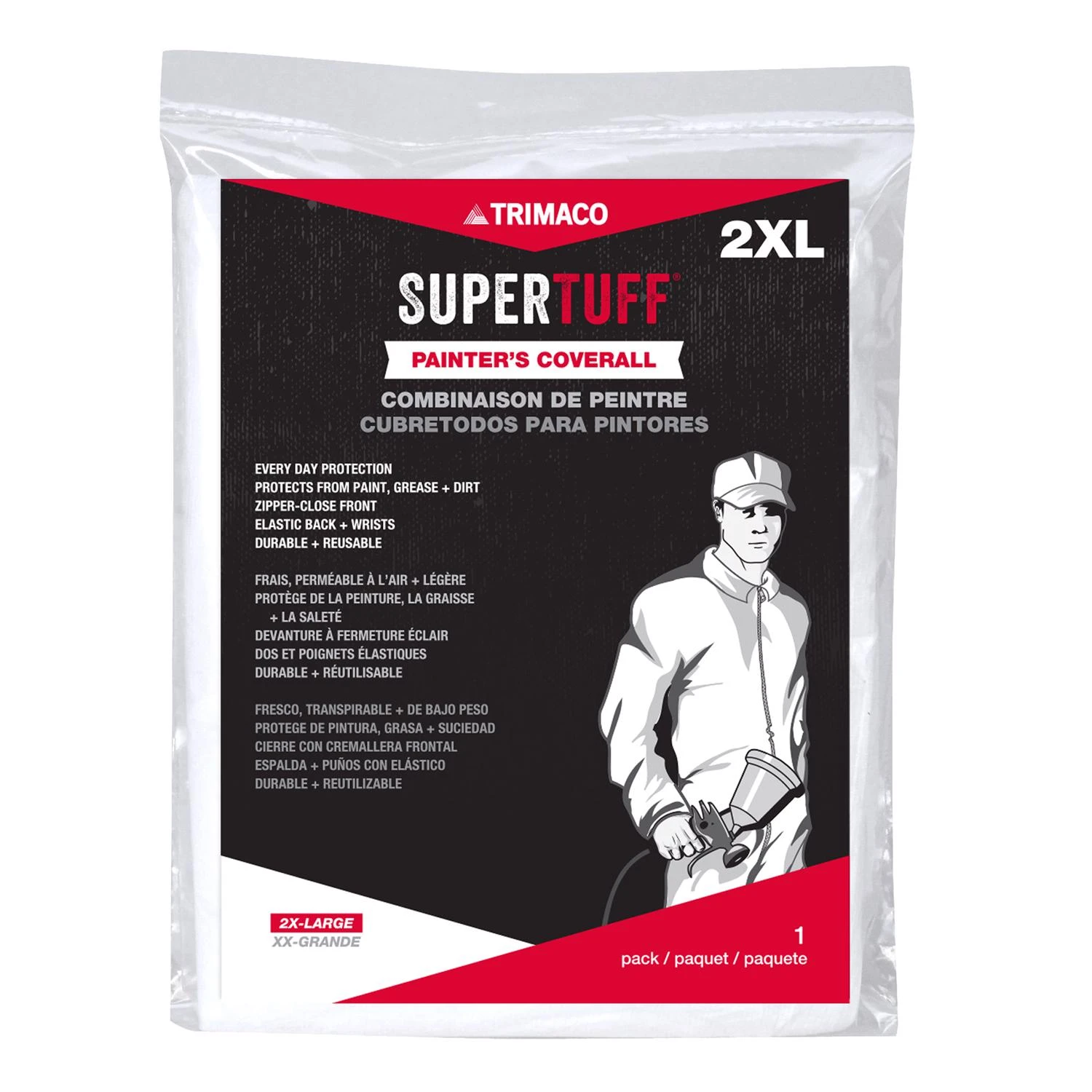 SuperTuff Disposable Coverall, White, M