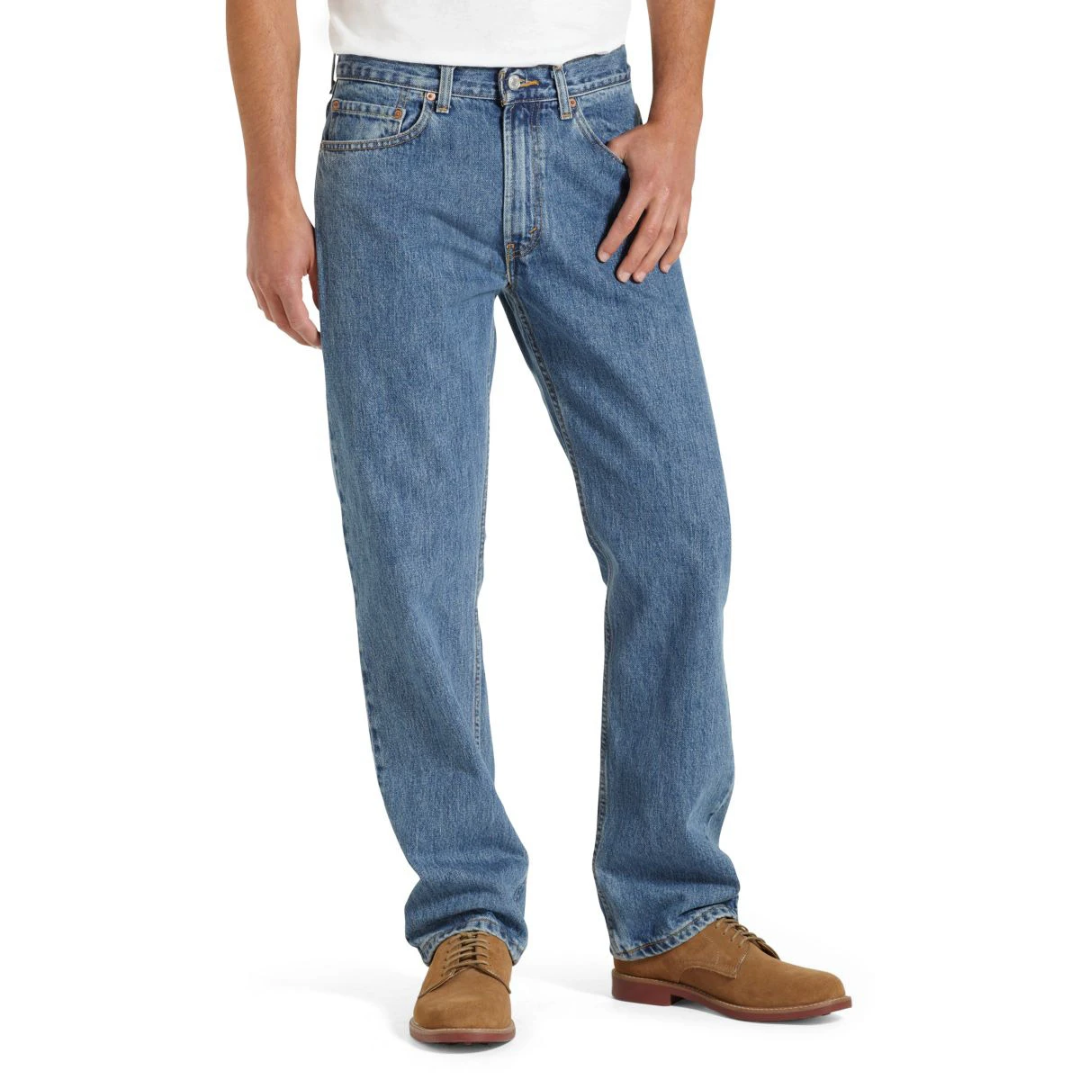 Men's Levi's 505 Regular Fit Jeans, Size 31w 30l, Medium Stonewash Blue