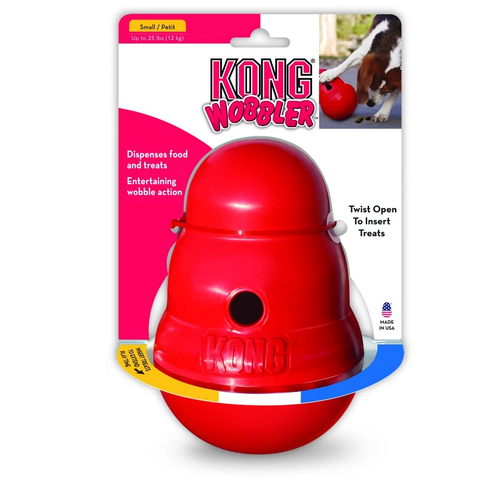 Wobbler Small Dog Toy - Treat Dispensing, Mentally Stimulating, Red