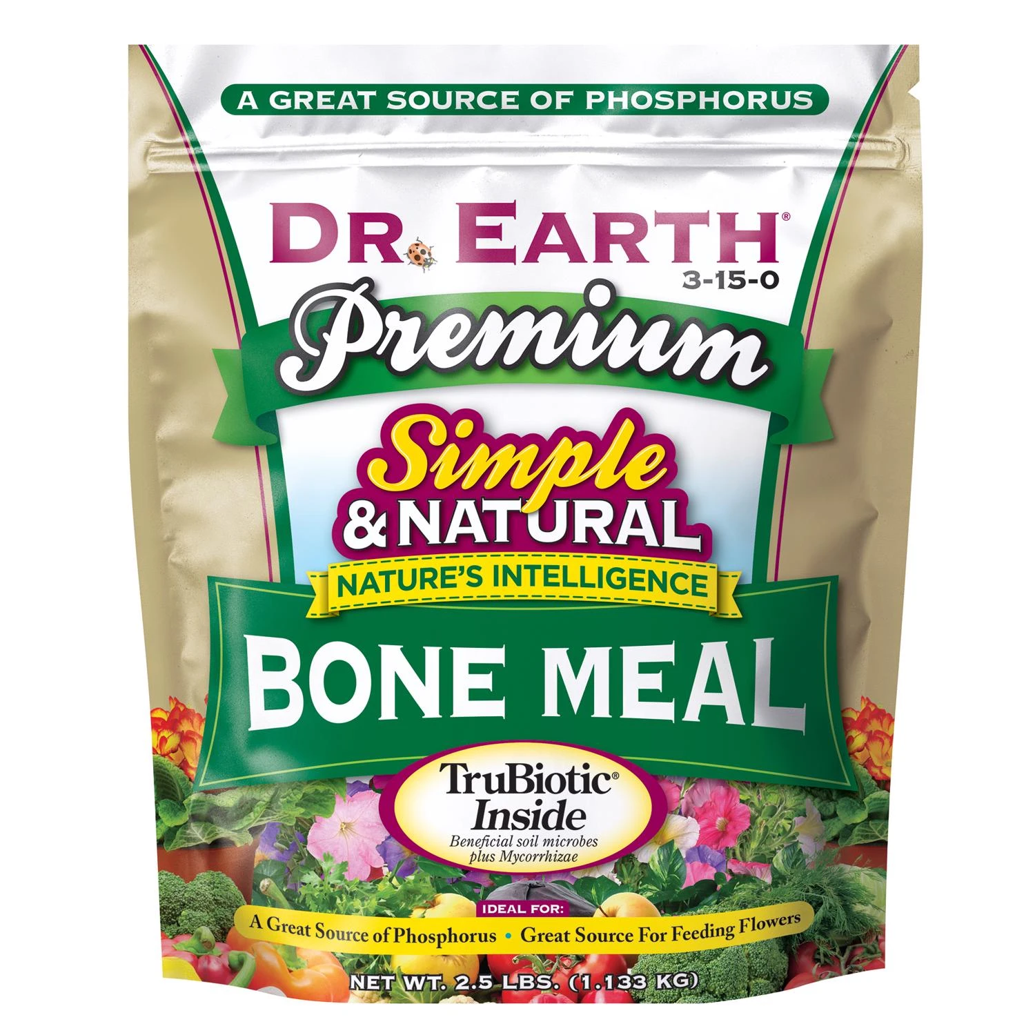 Bone Meal Organic Fertilizer 3-15-0, 2.5 Pound Box for Soil Enrichment