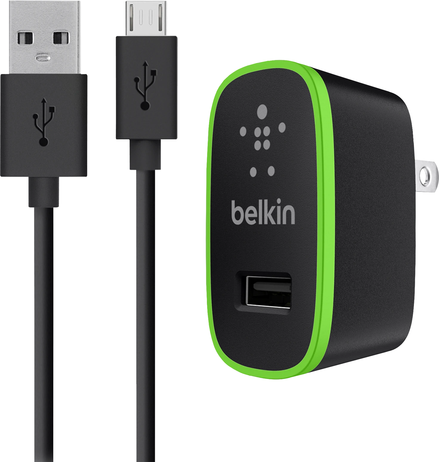 Usb-c To Usb-a Cable With Universal Home Charger, Black, 6 Feet