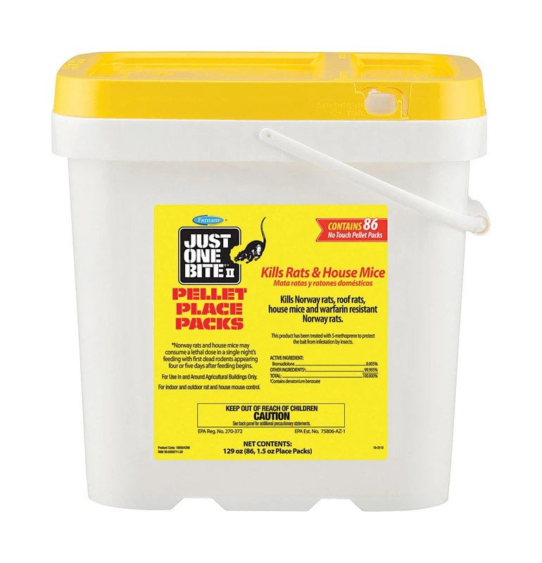 Farnam Just One Bite Ii Mouse & Rat Killer, 1.5 Oz Pellet Packs, 86 Count