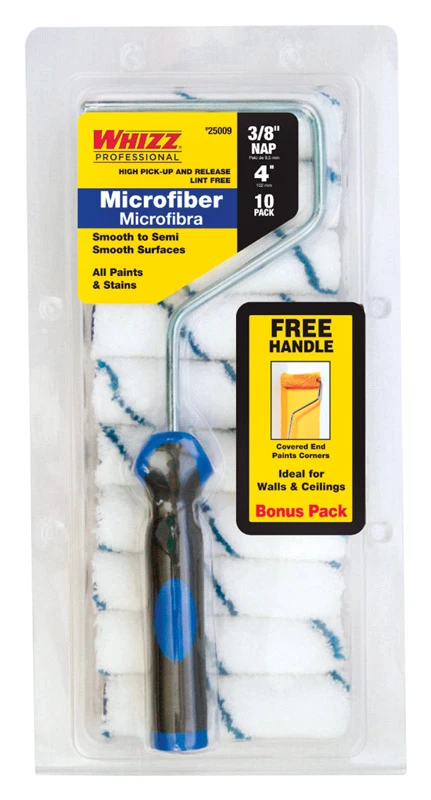 Whizz Microfiber 3/8 in. x 4 in. W Mini Paint Roller Cover For All Surfaces 10 pk