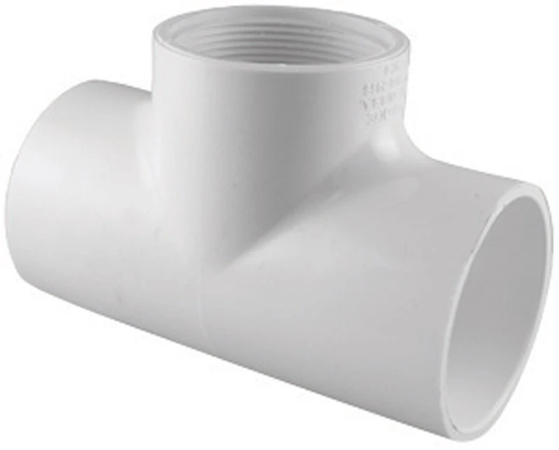Schedule 40 Pipe Tee, Slip x Slip x Thread, White, 3/4 In.
