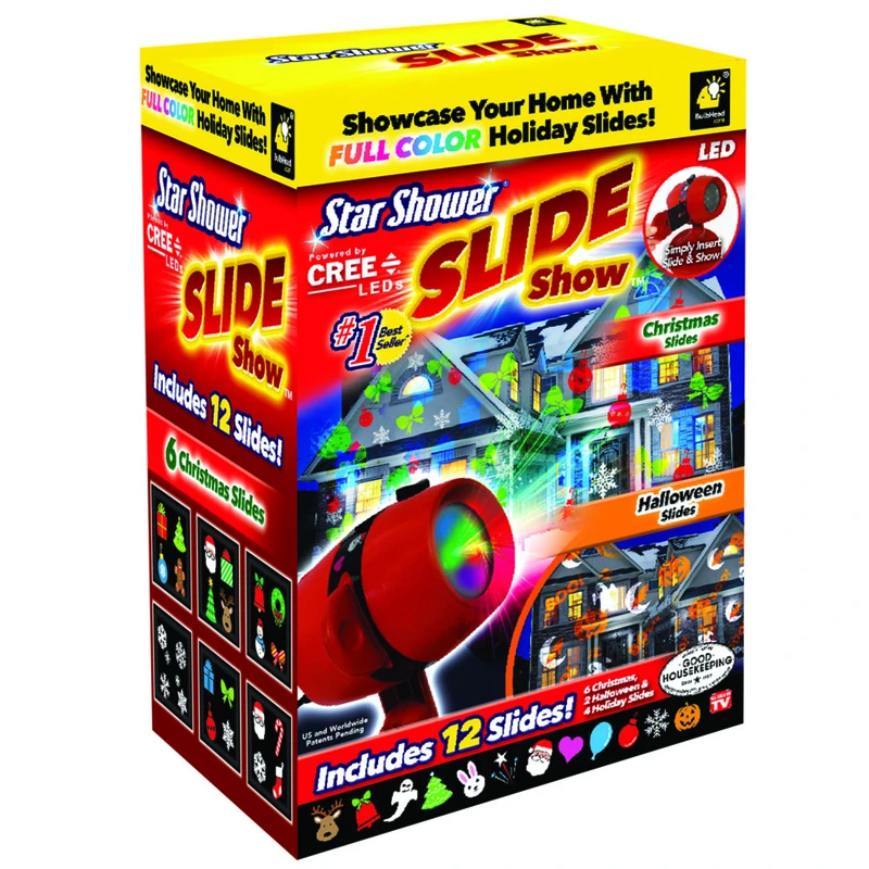 Star Shower Slide Show Christmas Lights - Led Projector With 12 Color Slides