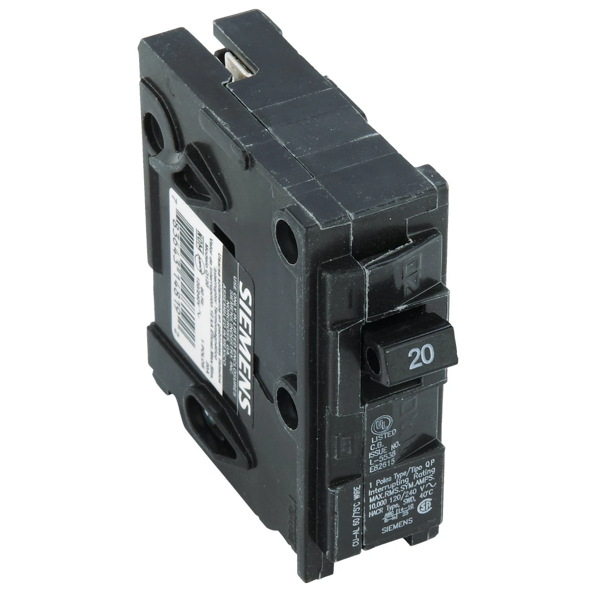 20 Amp Single Pole Circuit Breaker for Residential Electrical Panels