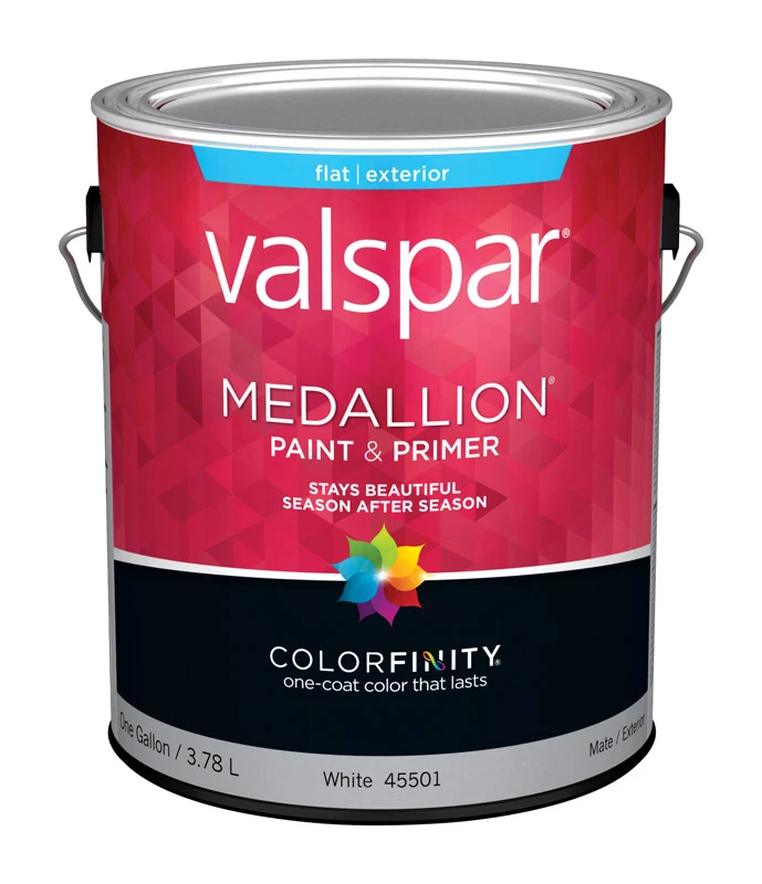 Medallion 100% Acrylic Flat Exterior House Paint, White, 1 Gal, Mildew Resistant