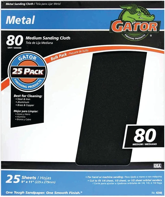 Sandpaper, Emery Cloth, Medium 80-Grit, 9 x 11 In., 25-Ct.