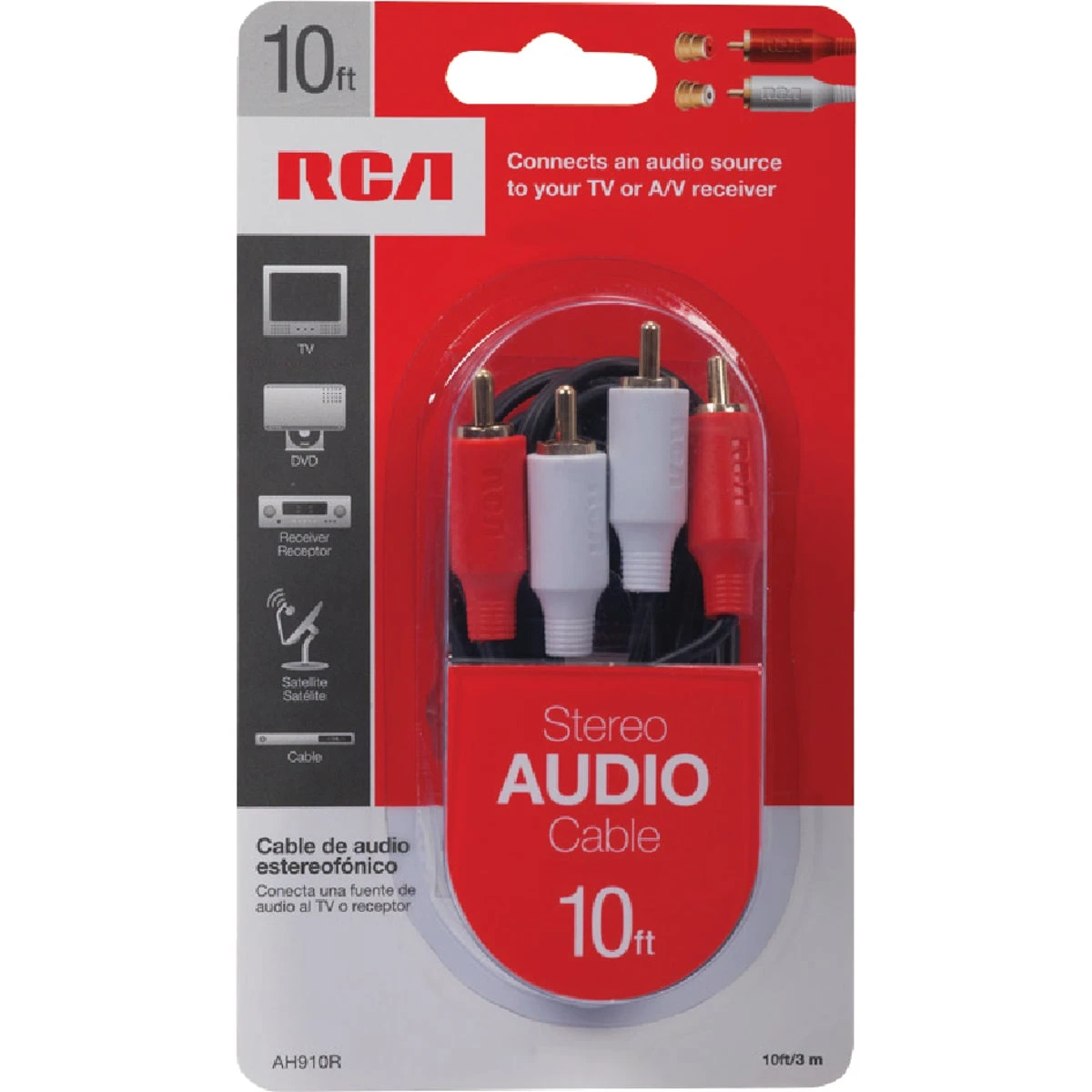 Stereo Dubbing Audio Cable, 10 Foot Length, Male to Male Connectors