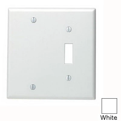 2-gang Thermoset Plastic Wall Plate, 1 Toggle & 1 Blank, White, Model 002-88006-000