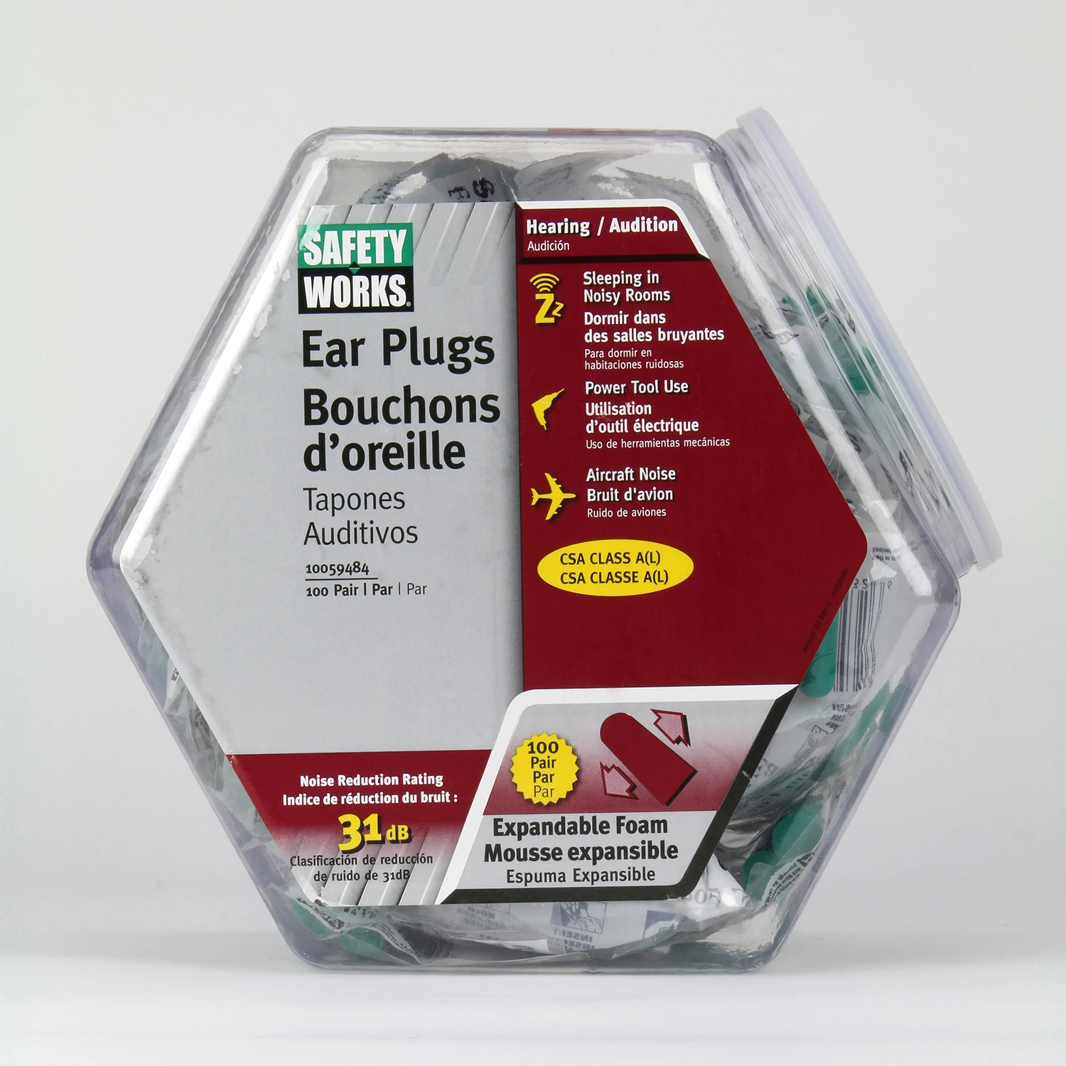 Foam Earplugs 100-pair Nrr 31db In Counter Dispenser Model 10059484