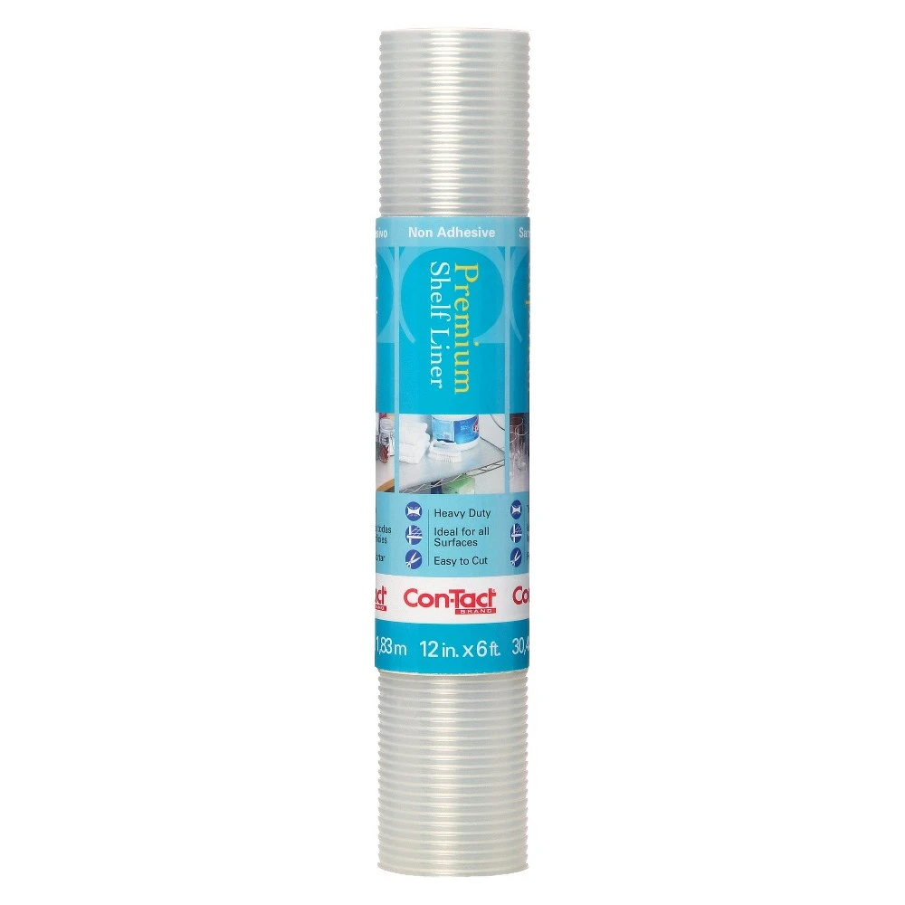 12 In. X 6 Ft. Premium Clear Ribbed Non-adhesive Shelf Liner