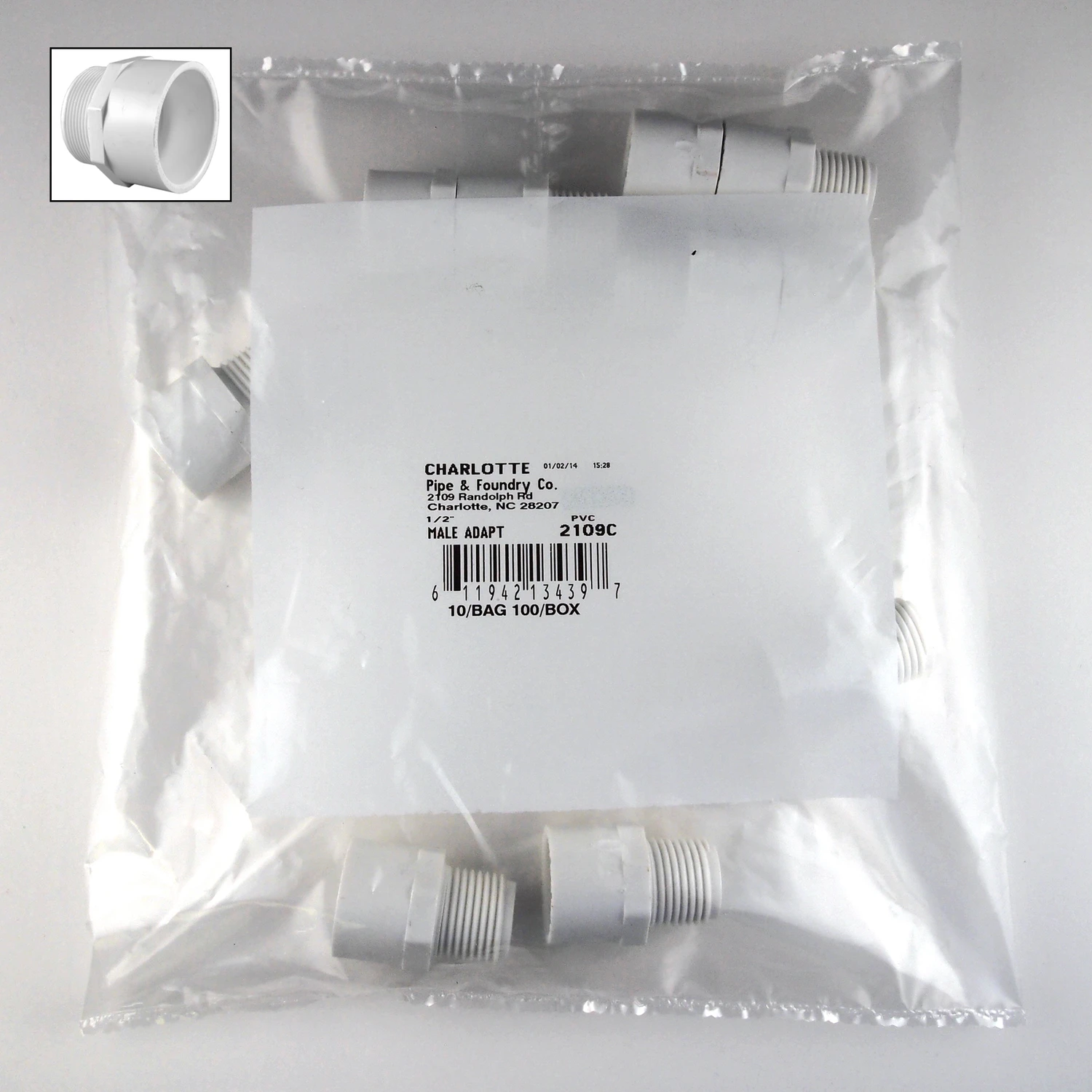 Schedule 40 PVC Pressure Male Adapter, 1/2 In., 10-Pk.