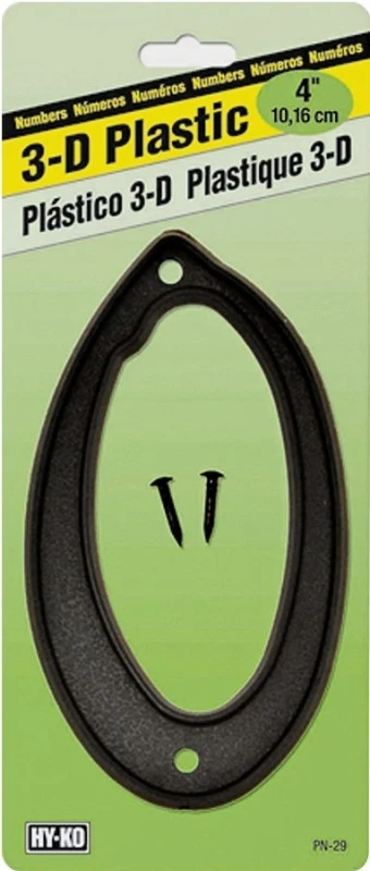 4 In. Black Plastic House Number Zero Pn-29/0