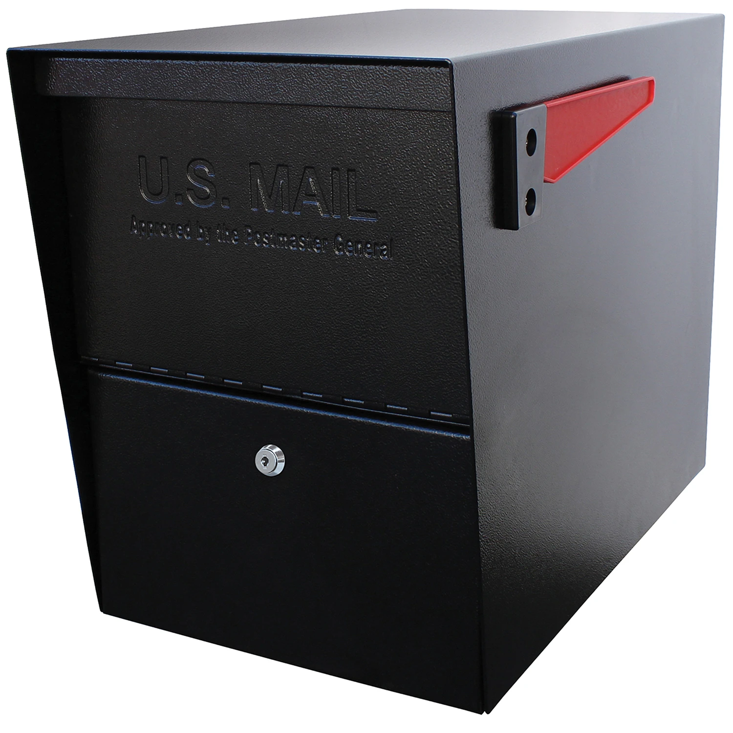 Package Master Locking Mailbox, Steel, 11-1/4 In W, 21 In D, 13-3/4 In H, Black