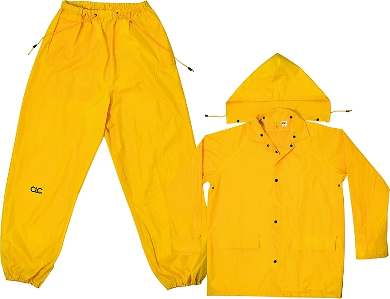 R102m Medium 3-piece Yellow Polyester Rain Suit With Detachable Hood