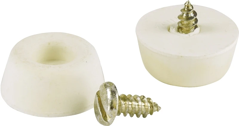 9131 7/8 In. White Rubber Screw Bumper Pads, 4 Pk, Round