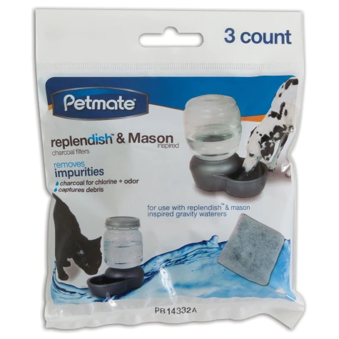Petmate Replacement Filters for Replendish Auto-Watering Systems, Pack of 3 filters, 3 CT
