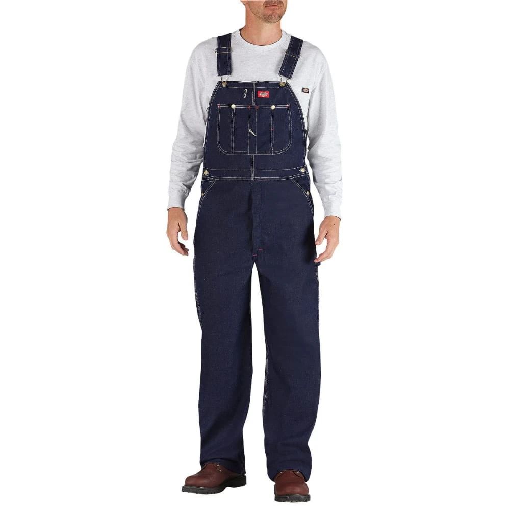 Men's Indigo Rigid Bib Overalls, Size 32x30, Indigo Blue