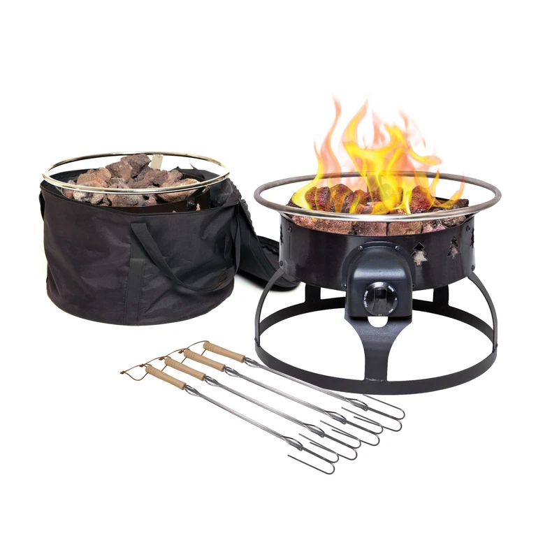 Redwood Portable Propane Gas Fire Pit, 19 In. Diameter, 55,000 Btus