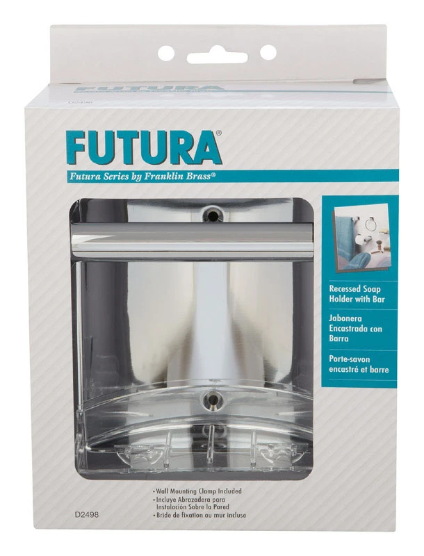 Futura Recessed Soap Dish With Bar In Polished Chrome - 6.7 In. L X 6.4 In. H X 3.6 In. W