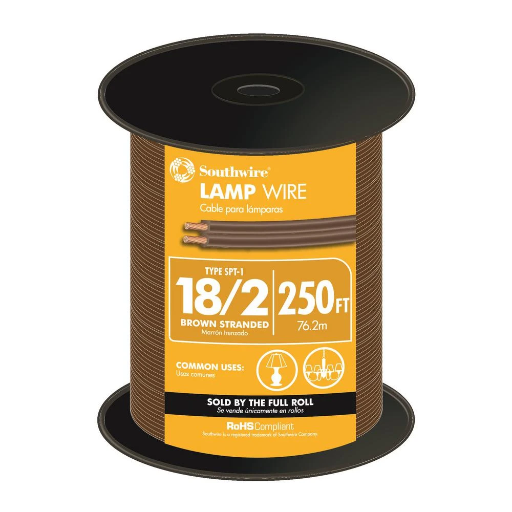 18/2 Spt-1 250 Ft. Brown Lamp Cord, 300 Volt