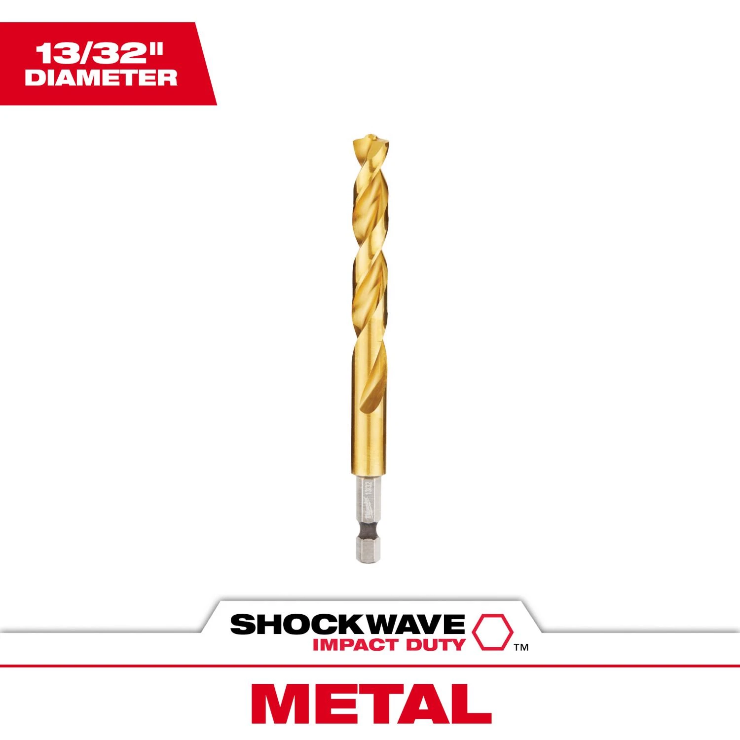 Shockwave Impact Duty Titanium Coated Drill Bit, 13 Thirty Seconds Inch Diameter
