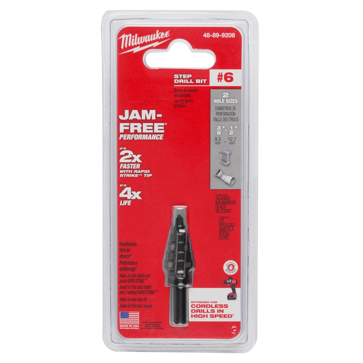 #6 STEP DRILL BIT, 3/8 & 1/2 BY