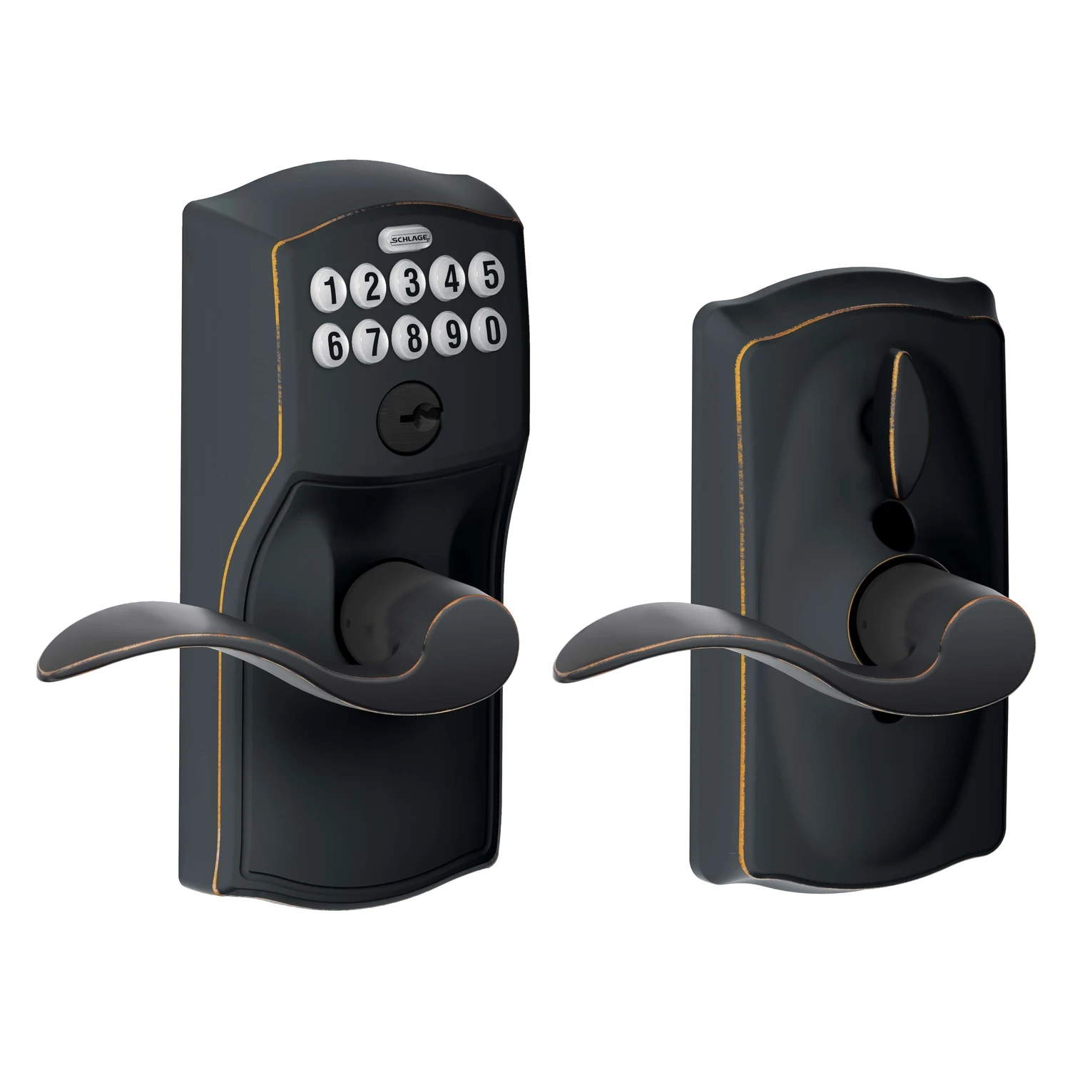 Camelot Aged Bronze Electronic Keypad Entry Lock With Flex Lock Feature