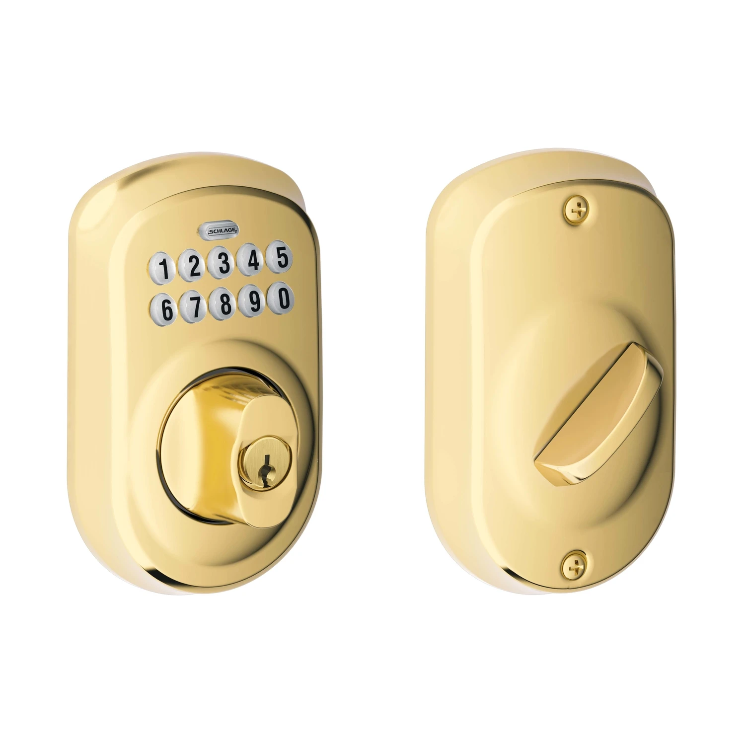 Plymouth Brass Keypad Deadbolt Lock with Keyless Entry and Secure Metal Construction