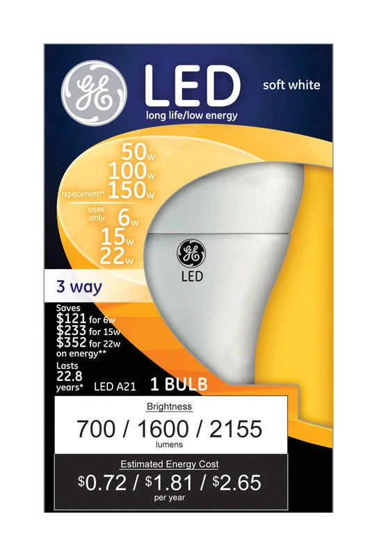 LED 3-Way Light Bulb, Soft White, A19 Medium Base, 5/12/17 Watt