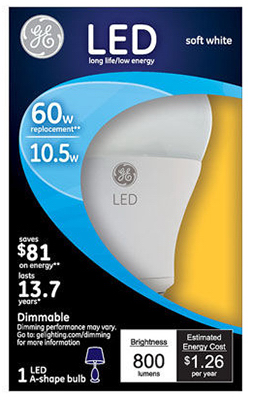 LED Light Bulb, A-Shape, 10.5-Watt