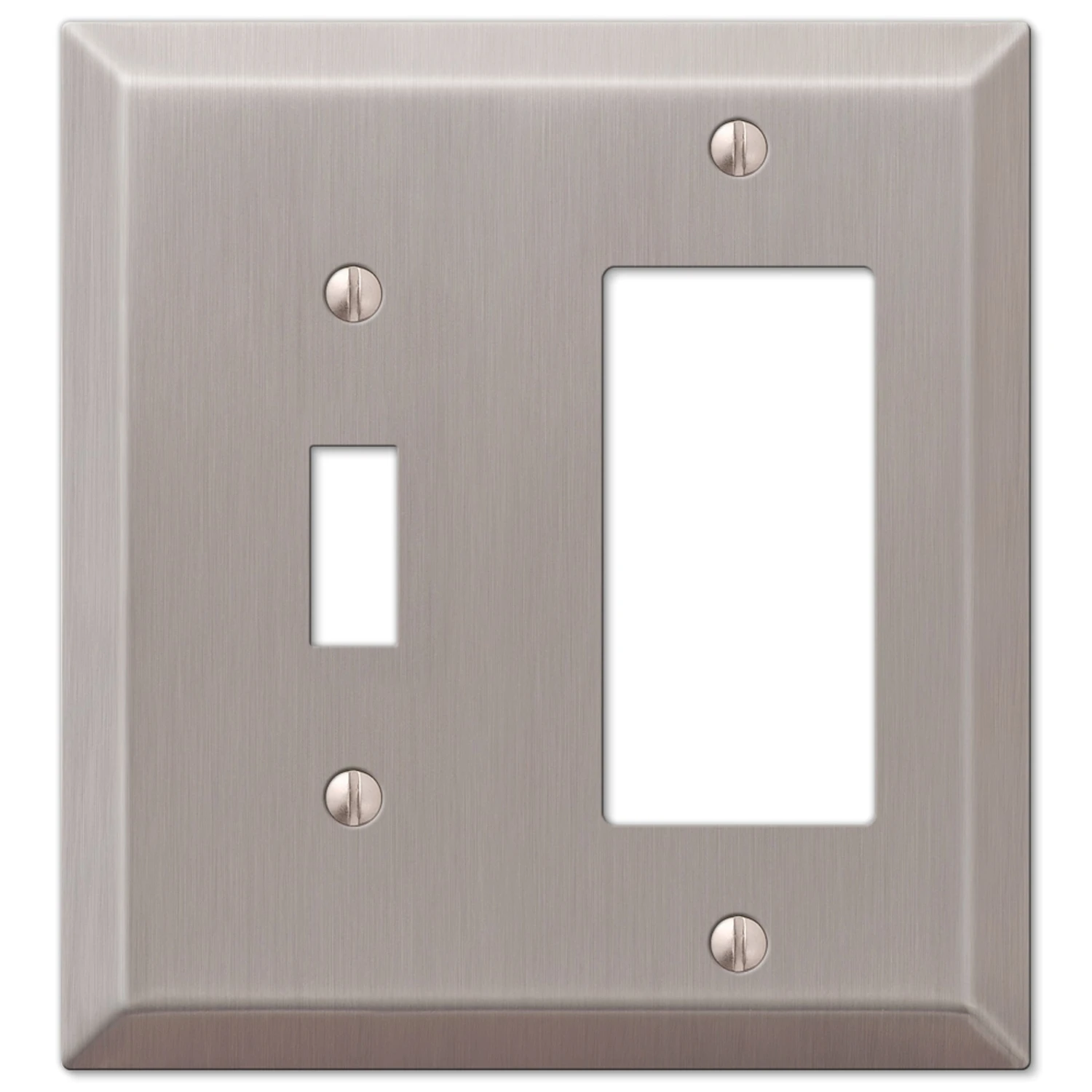 Century Wall Plate, Brushed Nickel, Steel, 1 Toggle/ 1 Rocker