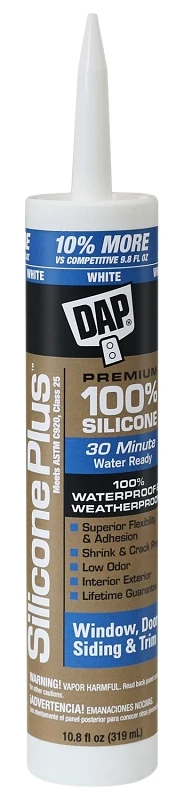 Silicone Plus Window & Door Sealant, White, 10.1-oz.