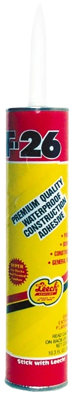 Leech F-26 Construction Adhesive, 10 Oz, Heavy-duty, Multi-purpose, Model F26-33-12, Pack Of 12