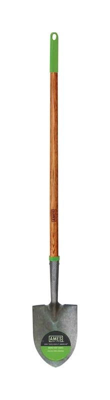 Round-Point Shovel with Floral Blade, Long Cushion Hardwood Handle