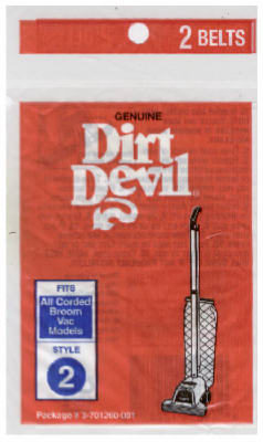 Dirt Devil Vacuum Belt For Fits all original Broom Vacs with M7 model number 2 pk