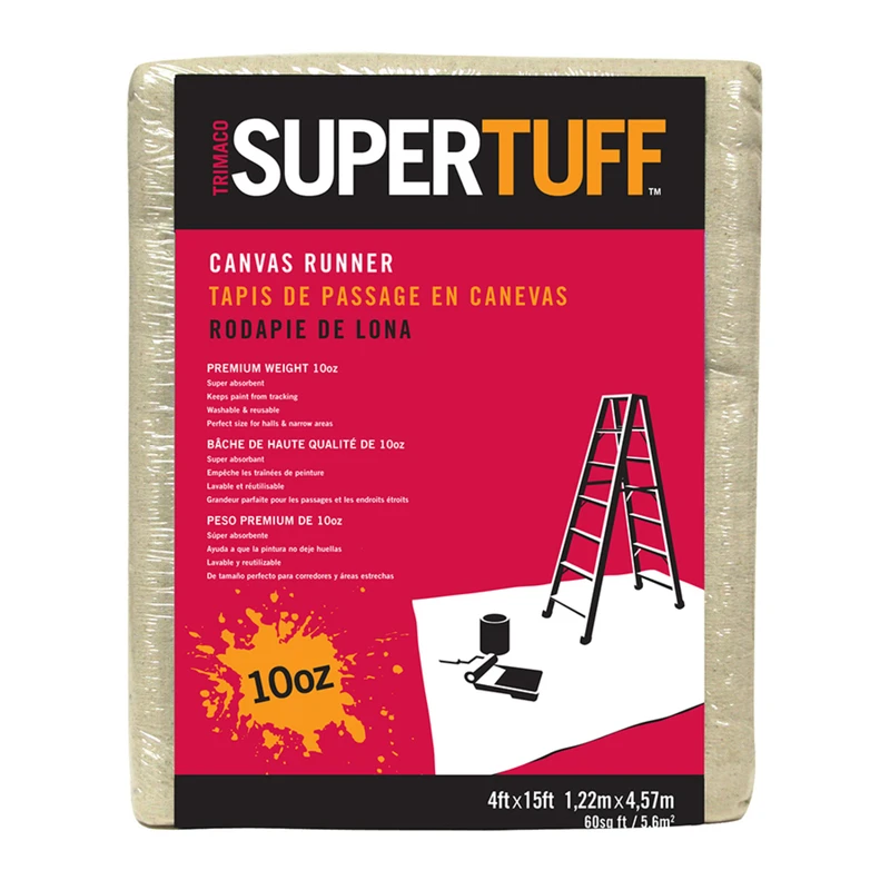 Trimaco SuperTuff Heavy Weight Canvas Drop Cloth 4 ft. W x 15 ft. L