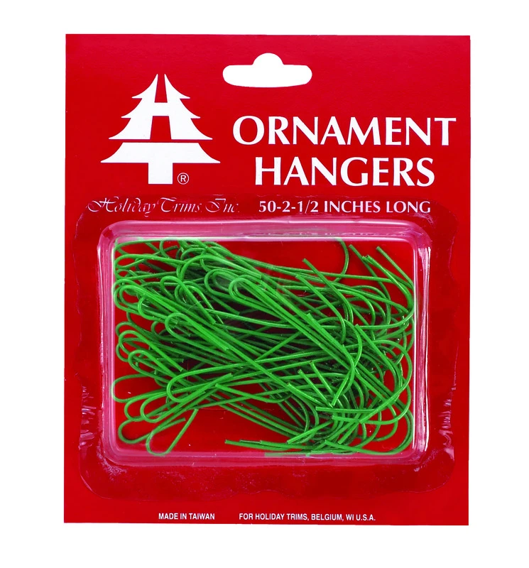 Christmas Ornament Hangers, Green, 2-1/2-In., 50-Ct.