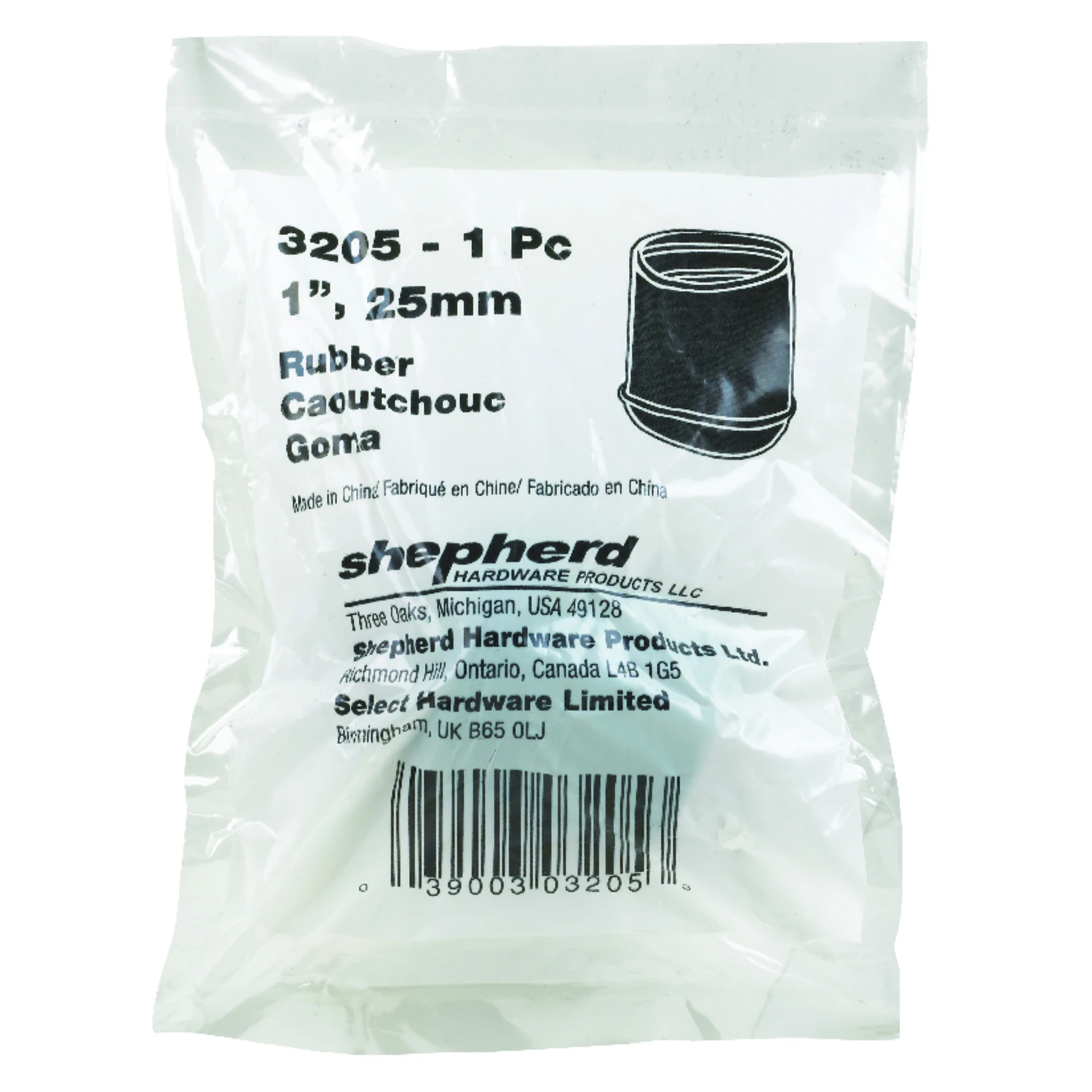 1 In. Hi-tip Rubber Furniture Leg Tip, Black, Model 3205, 1 Pk