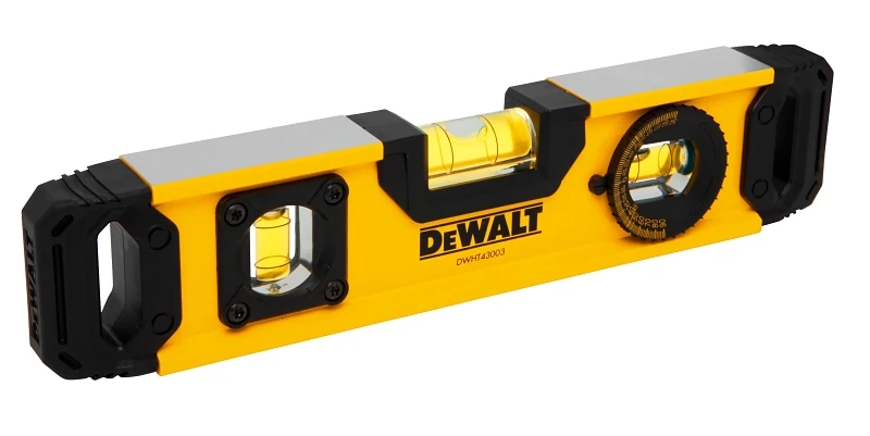Dwht43003 9.7 In. Magnetic Torpedo Level, 3 Vials, Aluminum, Black/yellow