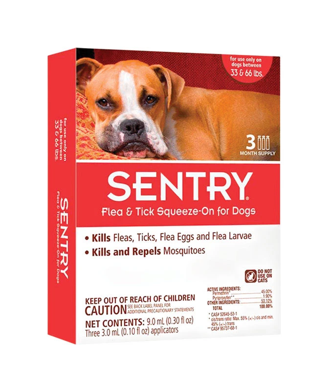 Flea & Tick Treatment, For Dogs 33-66 Lbs., 3-Ct.