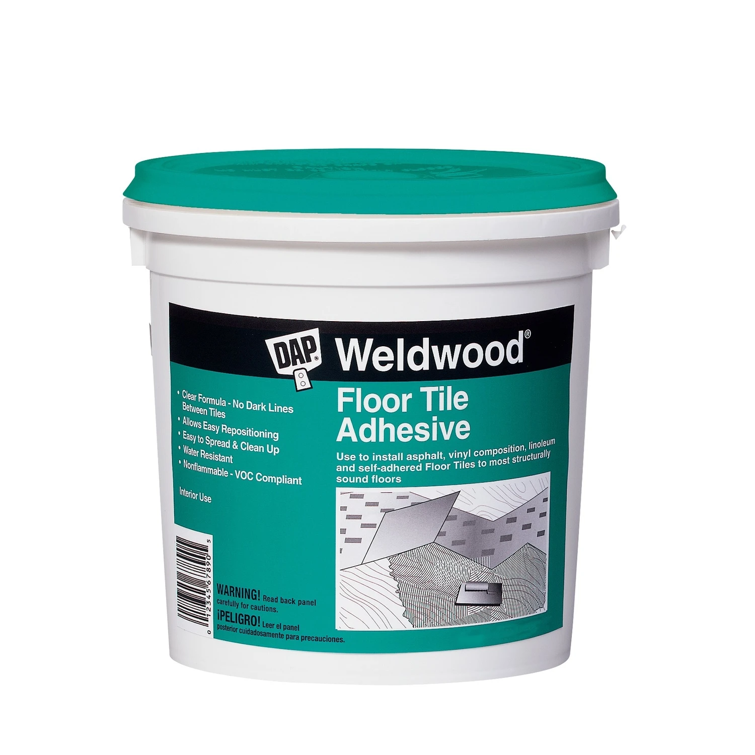 Weldwood 1 Qt. Floor Tile Adhesive - High Tack, Pressure Sensitive, Clear