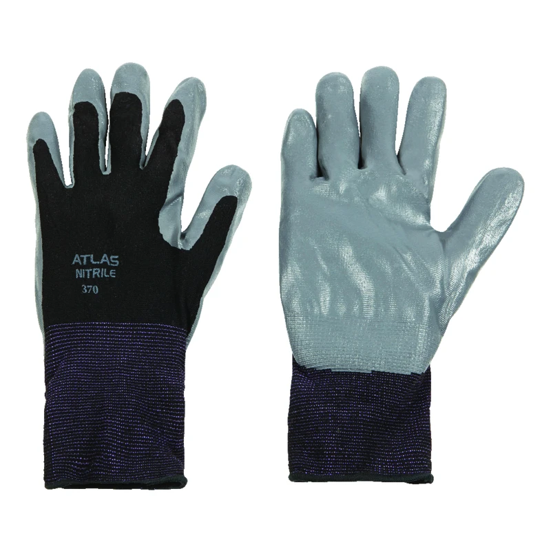 Atlas Unisex Indoor/Outdoor Nitrile Dipped Gloves Black/Gray L