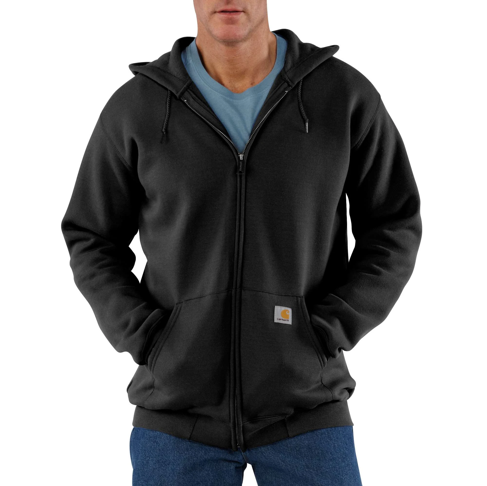 Men's Midweight Full-zip Hooded Sweatshirt, Black, Medium Regular